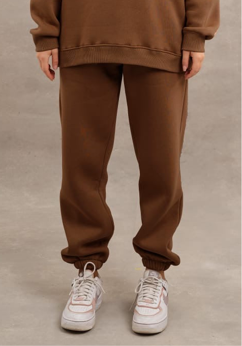 Basic Fleece Sweatpants In Brown