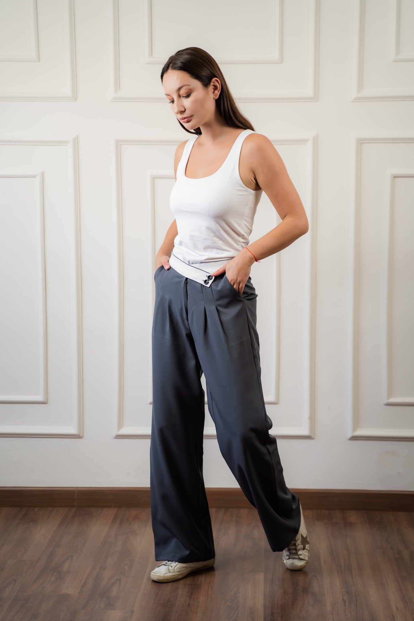 Cross Belt Pants In Gray