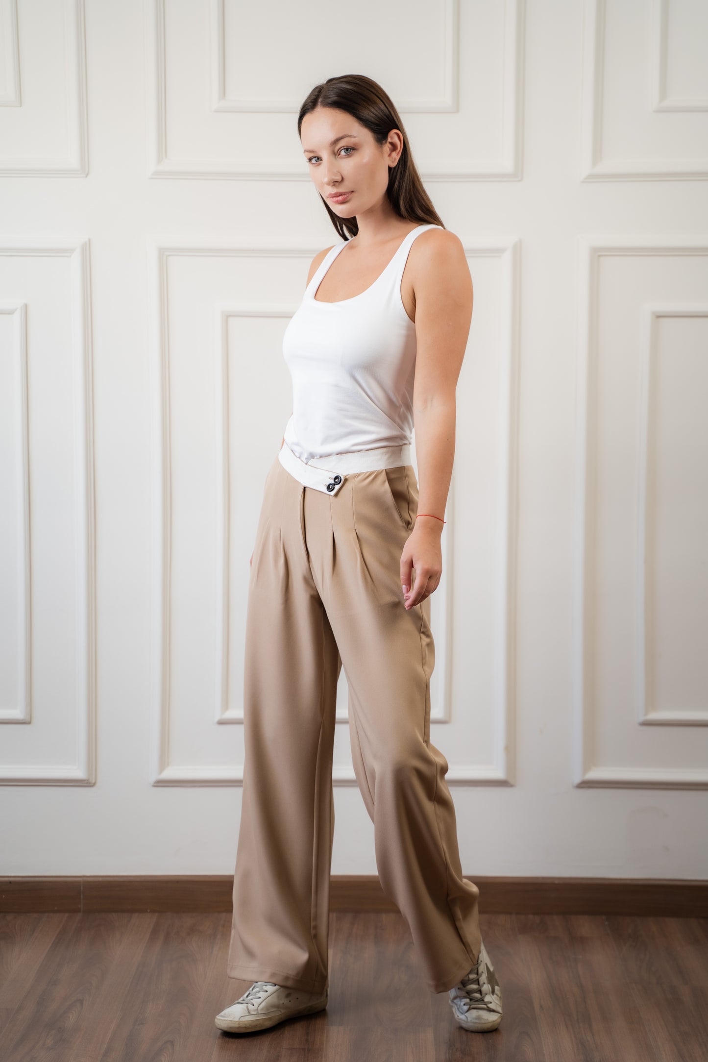Cross Belt Pants In Brown