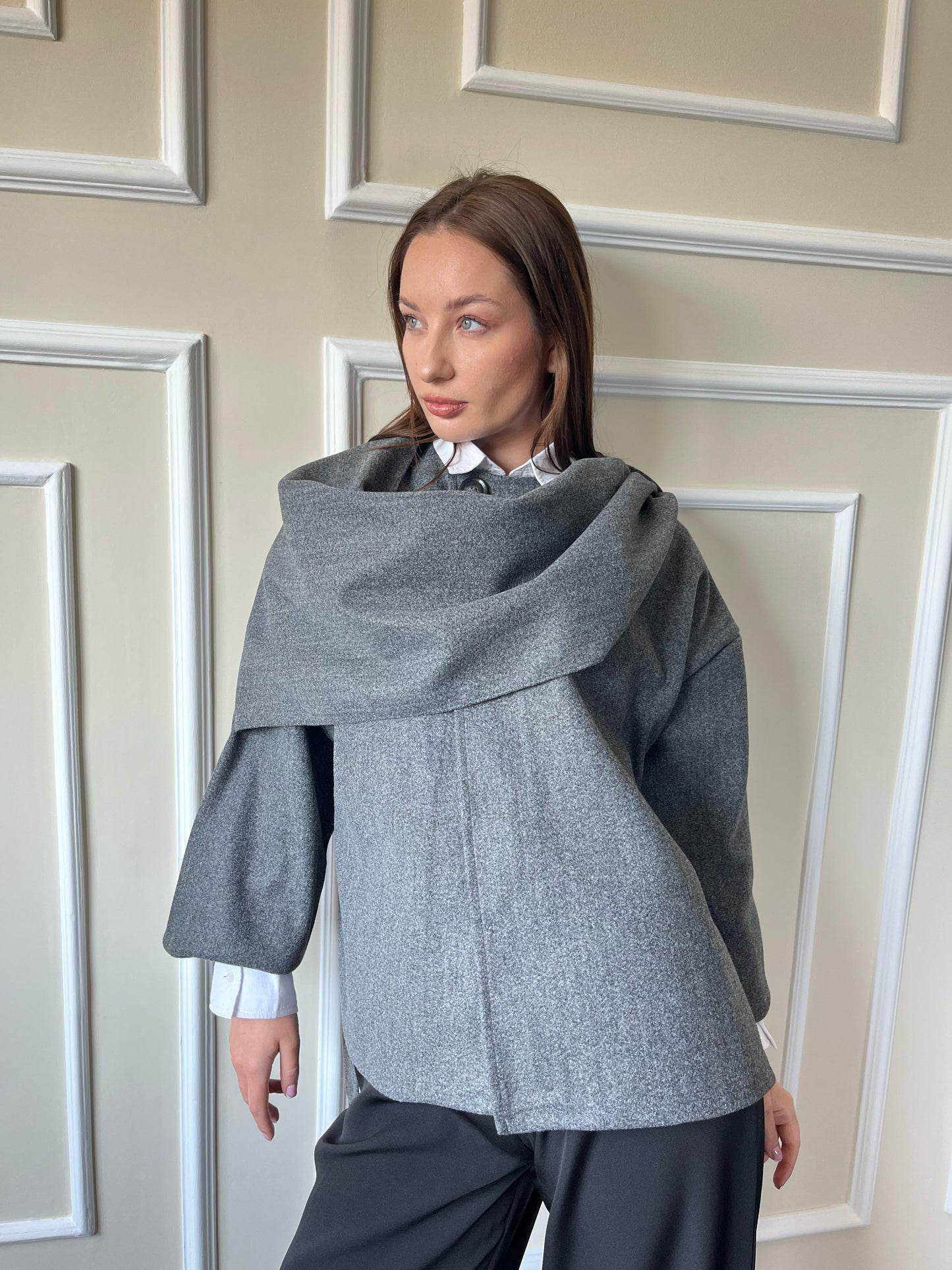 Scarf Jacket In Gray