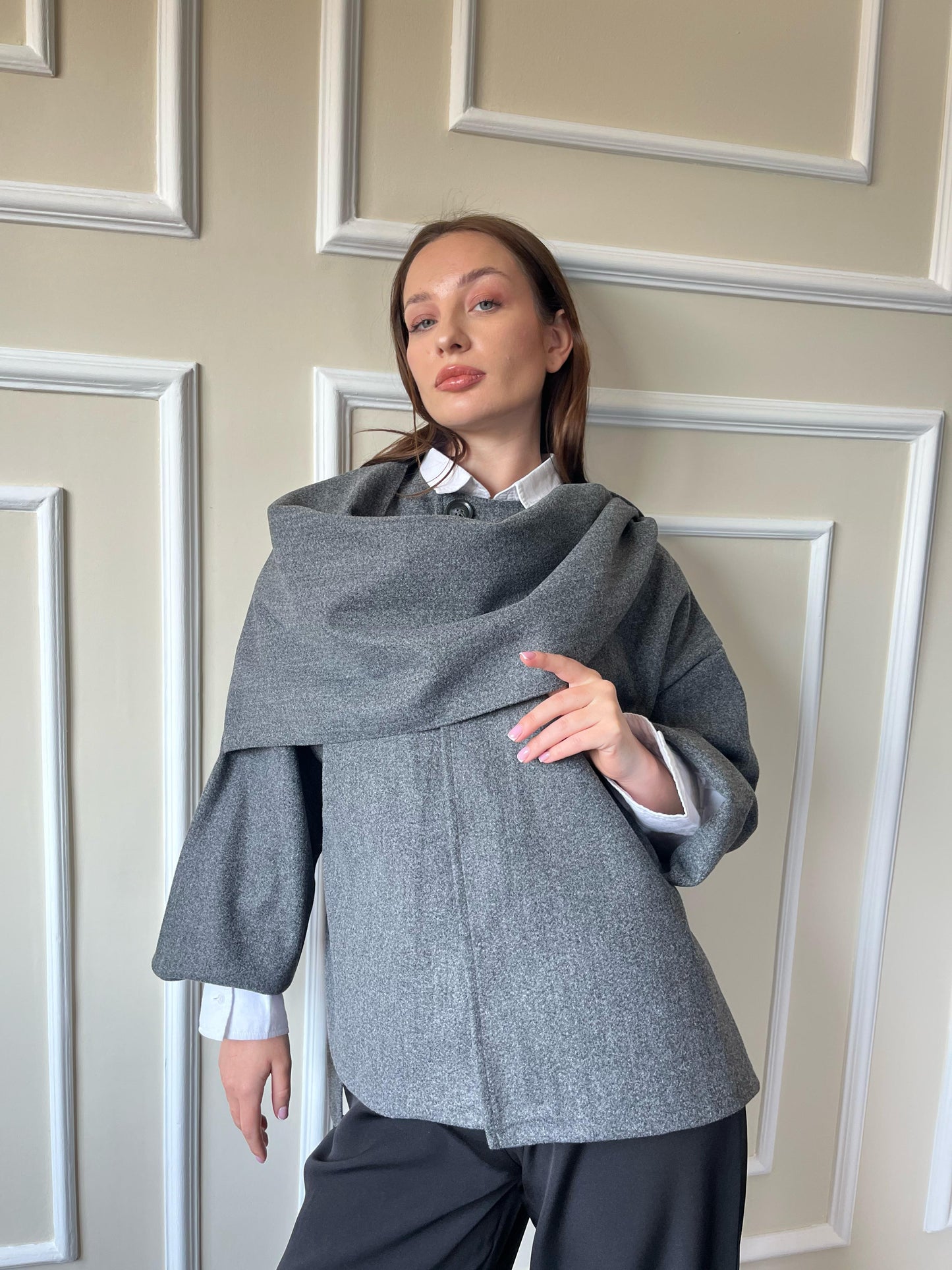 Scarf Jacket In Gray
