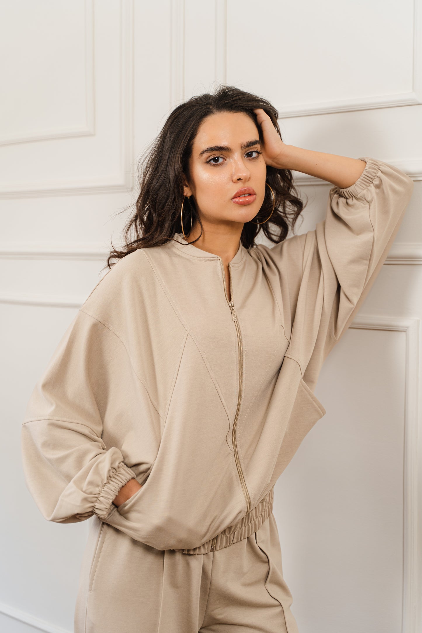 Summer Bomber Set In Beige