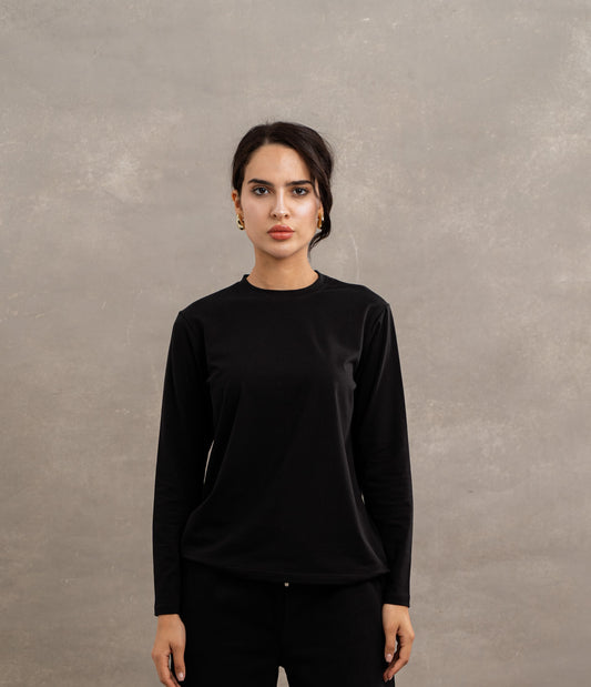 Round Neck Top In Black