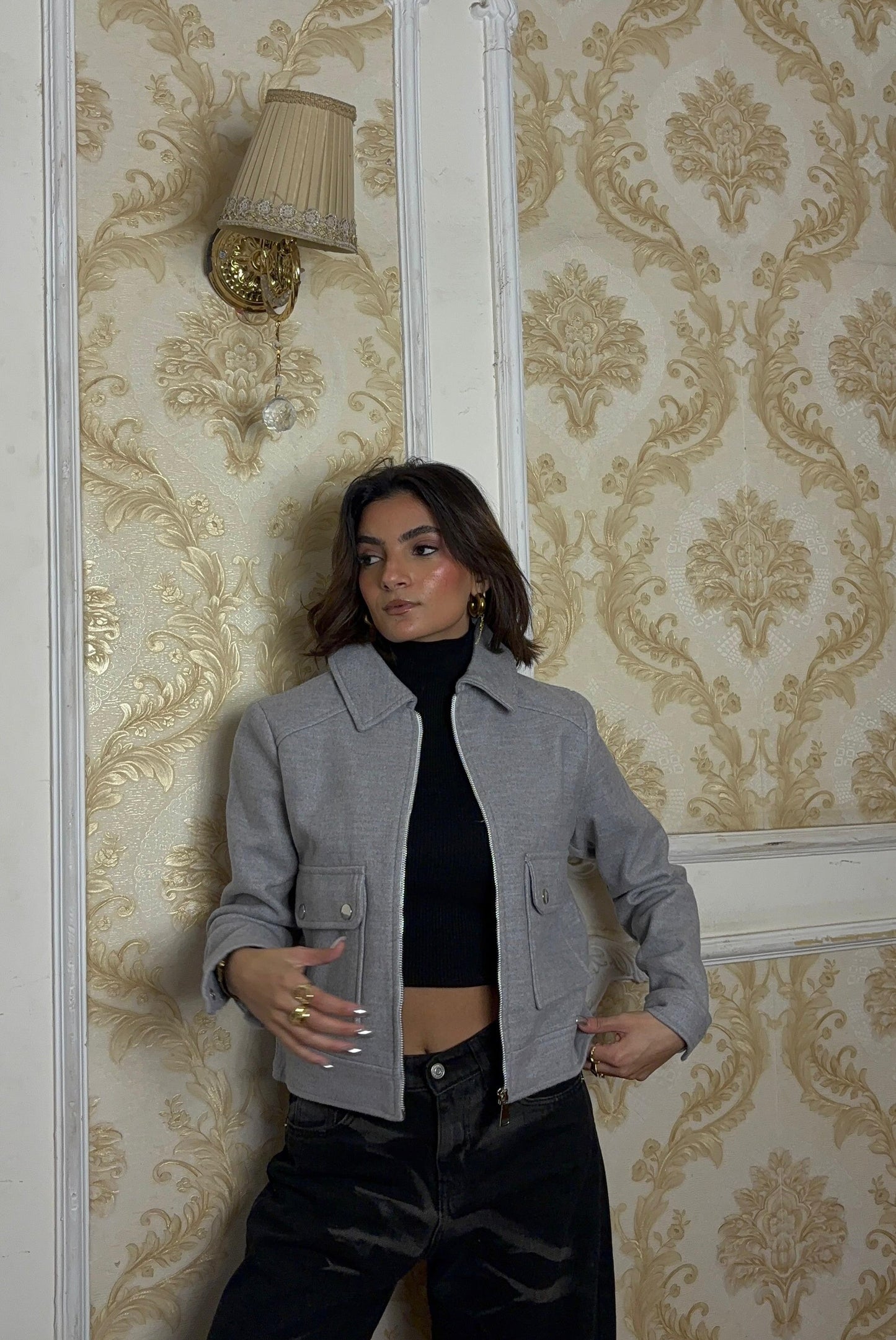 Soft Zipup Jacket In Gray