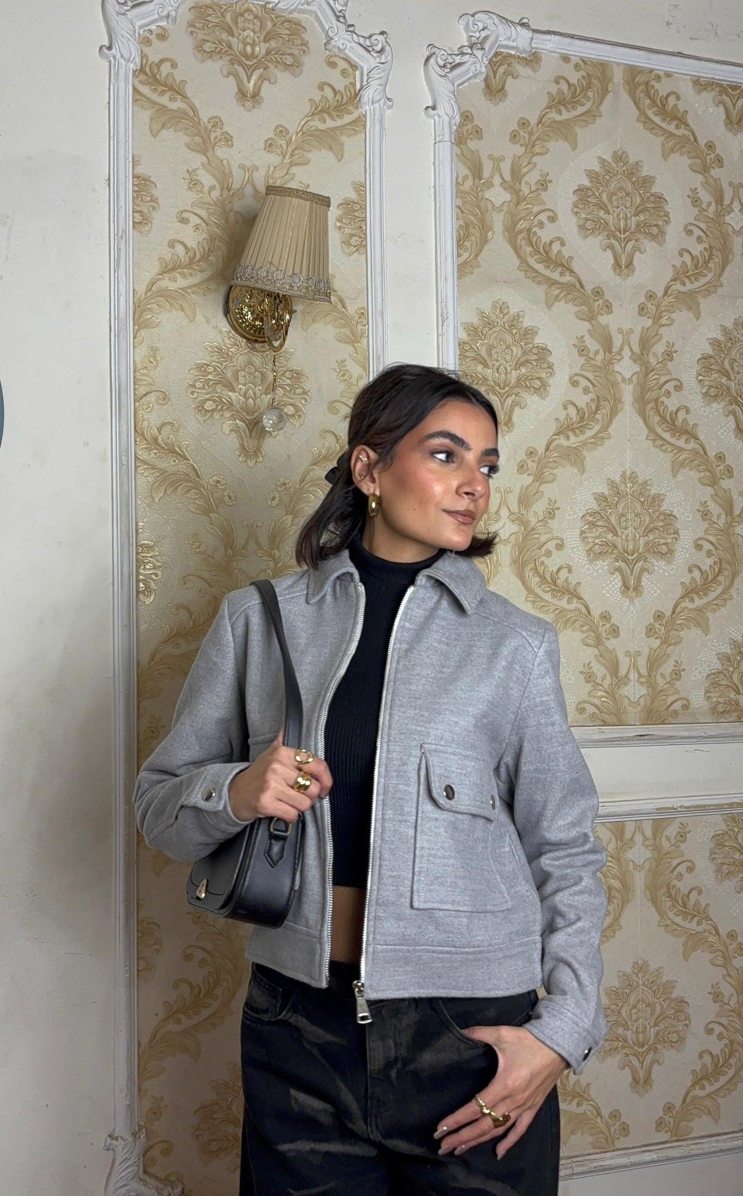 Soft Zipup Jacket In Gray