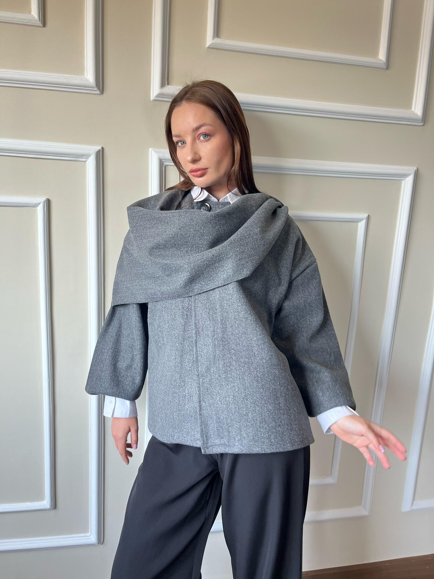 Scarf Jacket In Gray