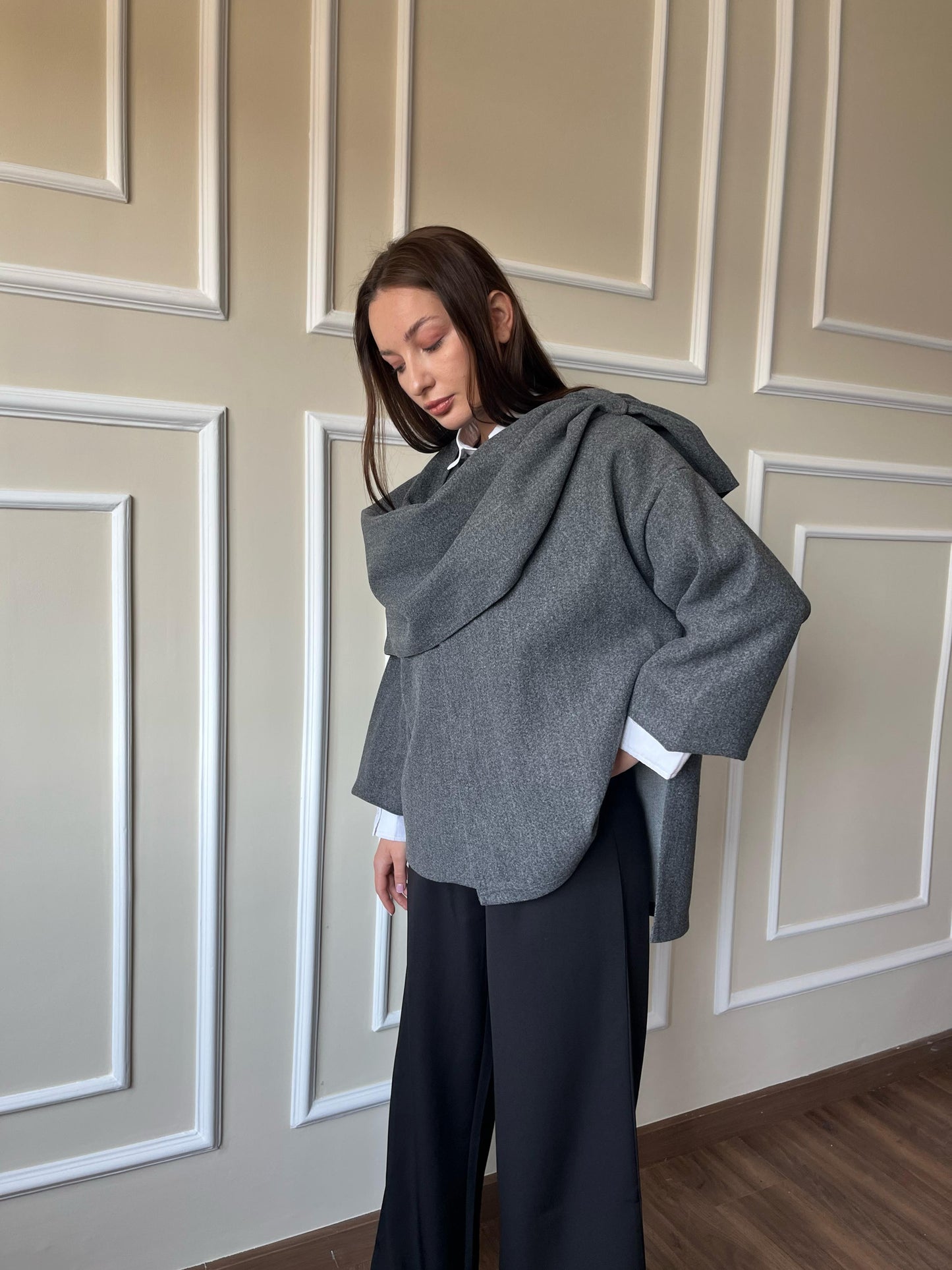 Scarf Jacket In Gray