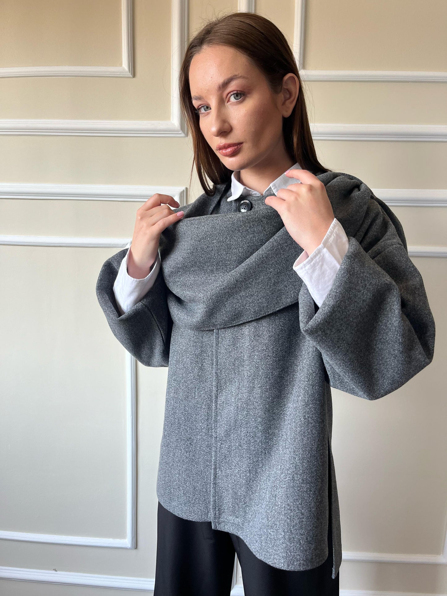 Scarf Jacket In Gray