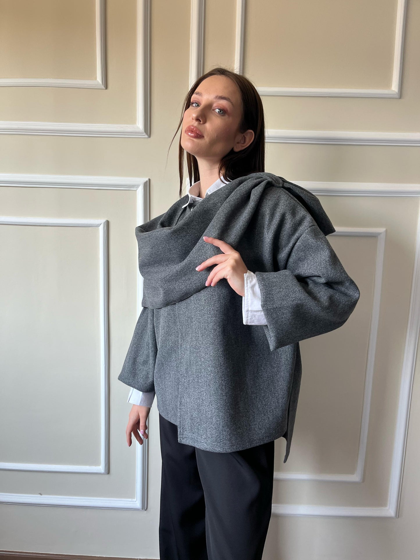 Scarf Jacket In Gray