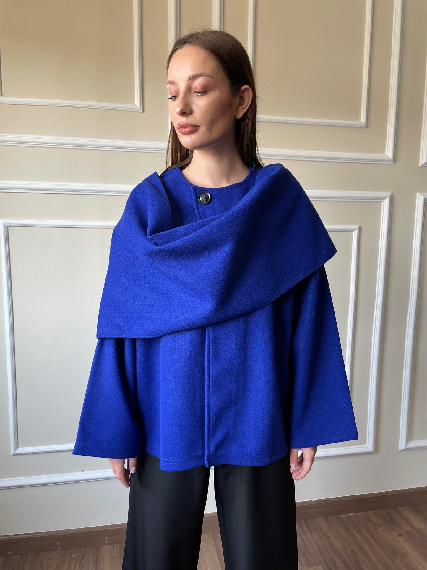 Scarf Jacket In Royal-Blue