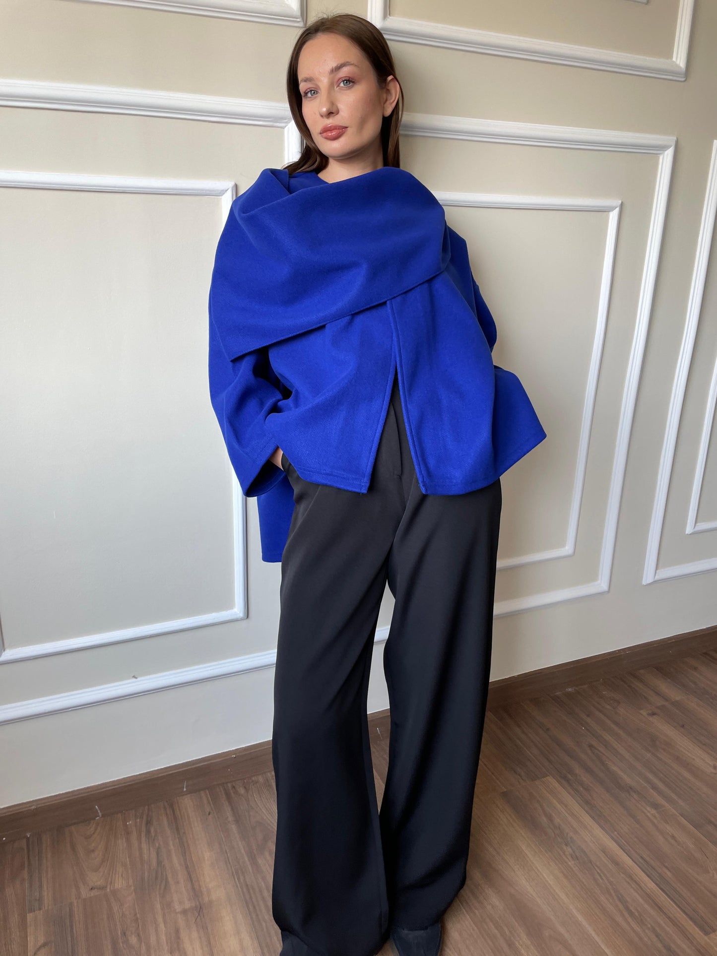 Scarf Jacket In Royal-Blue